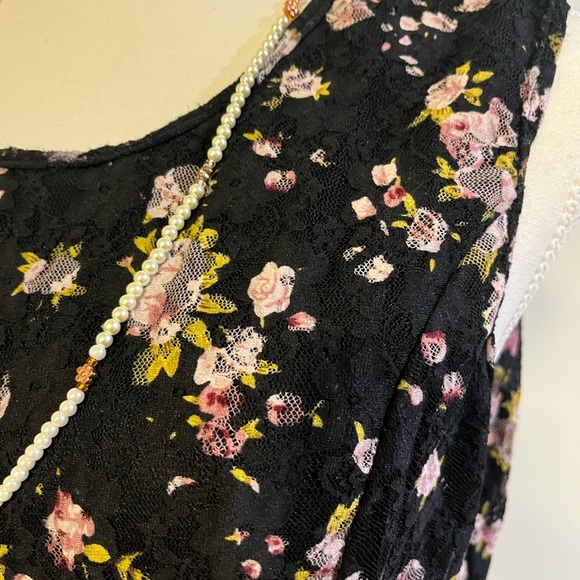 [XL]Anna Bella Vintage Floral Lace Lined Asymmetrical Midi Sleeveless dress - Picture 4 of 12